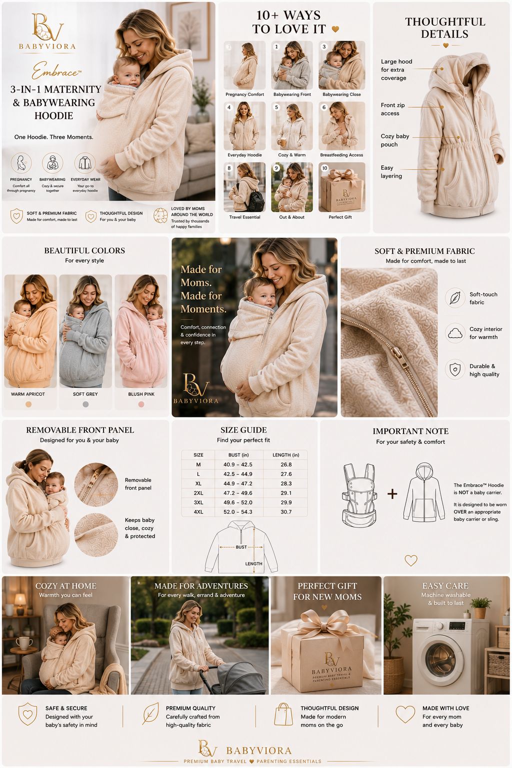 BABYVIORA Embrace™ 3-in-1 Hoodie